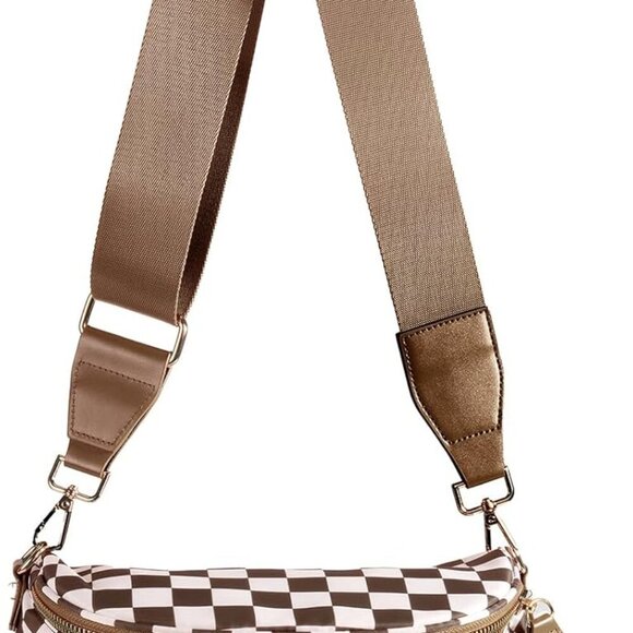 Spacious Checkered Nylon Crossbody Bag Bum Bag Checkered Handbags Wallets for Wo - Picture 1 of 6